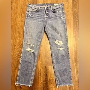 Rag & Bone 29 Dre Low-Rise Slim Boyfriend Distressed Blue Skinny Jeans W2592K510